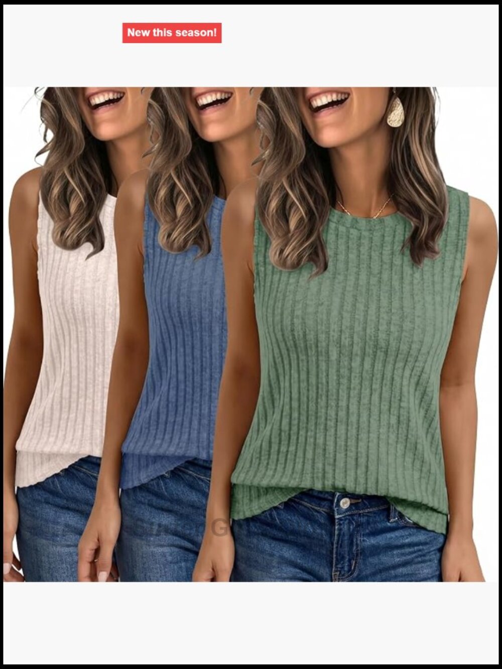 3 Pack Women Tank Tops Sleeveless Crew Neck Summer T-Shirts